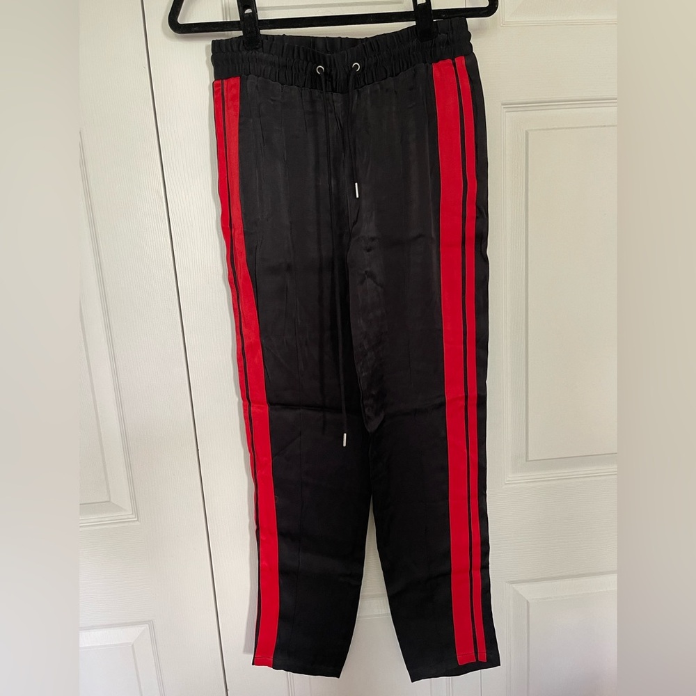 The Kooples Sport Red Black Striped Pants